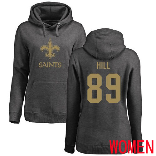 New Orleans Saints Ash Women Josh Hill One Color NFL Football #89 Pullover Hoodie Sweatshirts